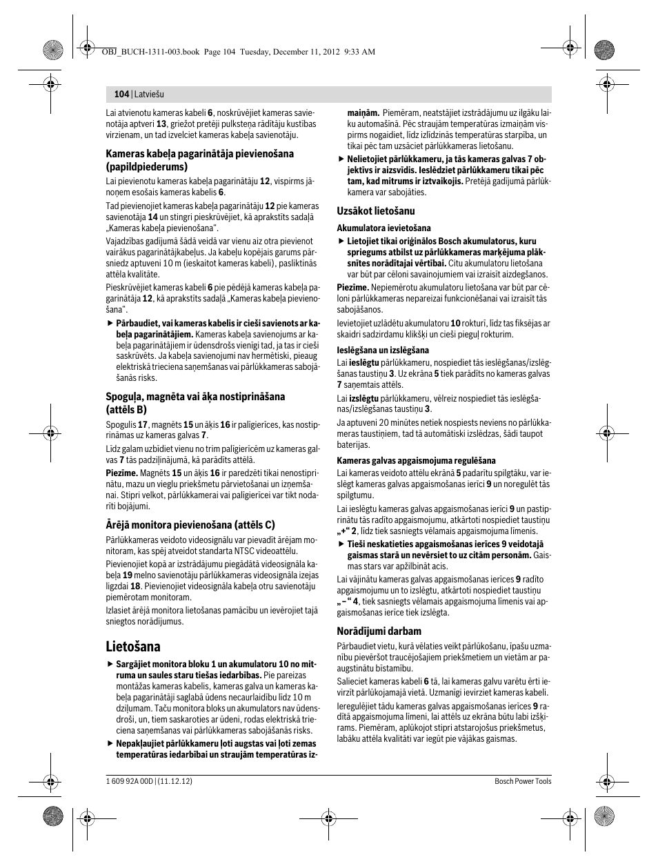 Lietošana | Bosch GOS 10,8 V-LI Professional User Manual | Page 104 / 117