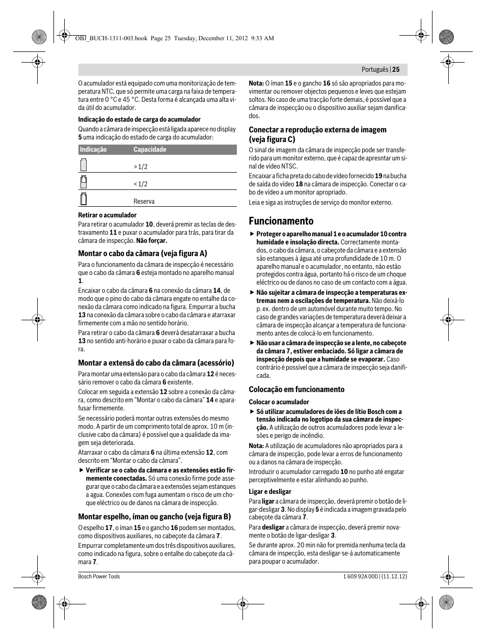 Funcionamento | Bosch GOS 10,8 V-LI Professional User Manual | Page 25 / 117