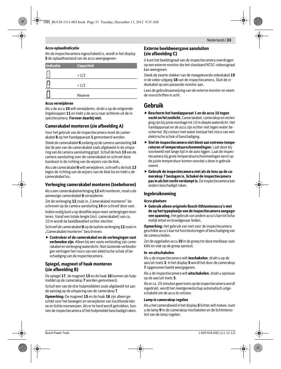 Gebruik | Bosch GOS 10,8 V-LI Professional User Manual | Page 33 / 117