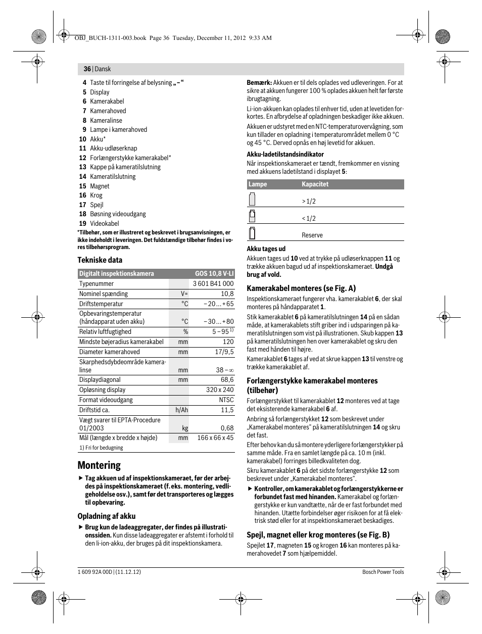 Montering | Bosch GOS 10,8 V-LI Professional User Manual | Page 36 / 117