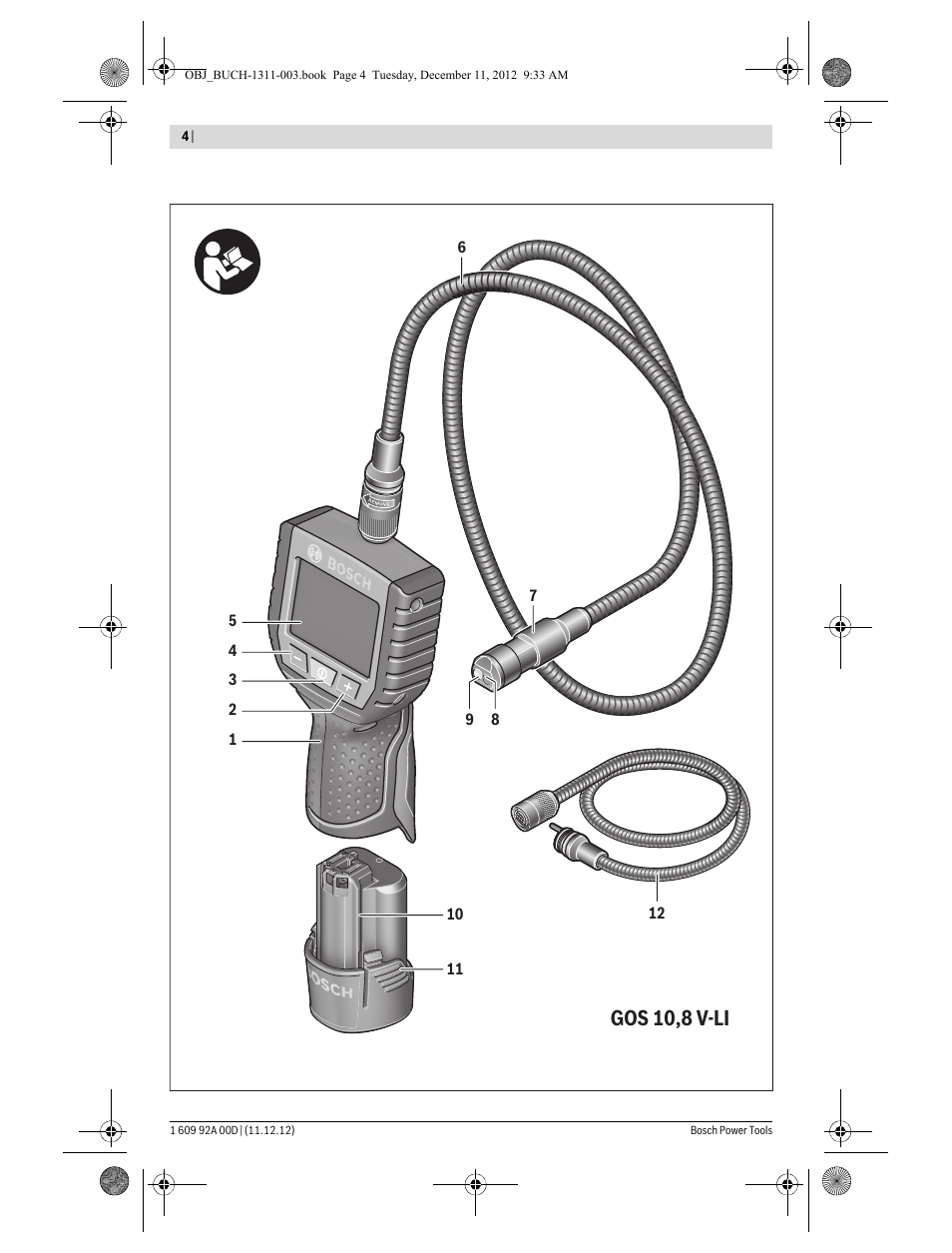 Gos 10,8 v-li | Bosch GOS 10,8 V-LI Professional User Manual | Page 4 / 117