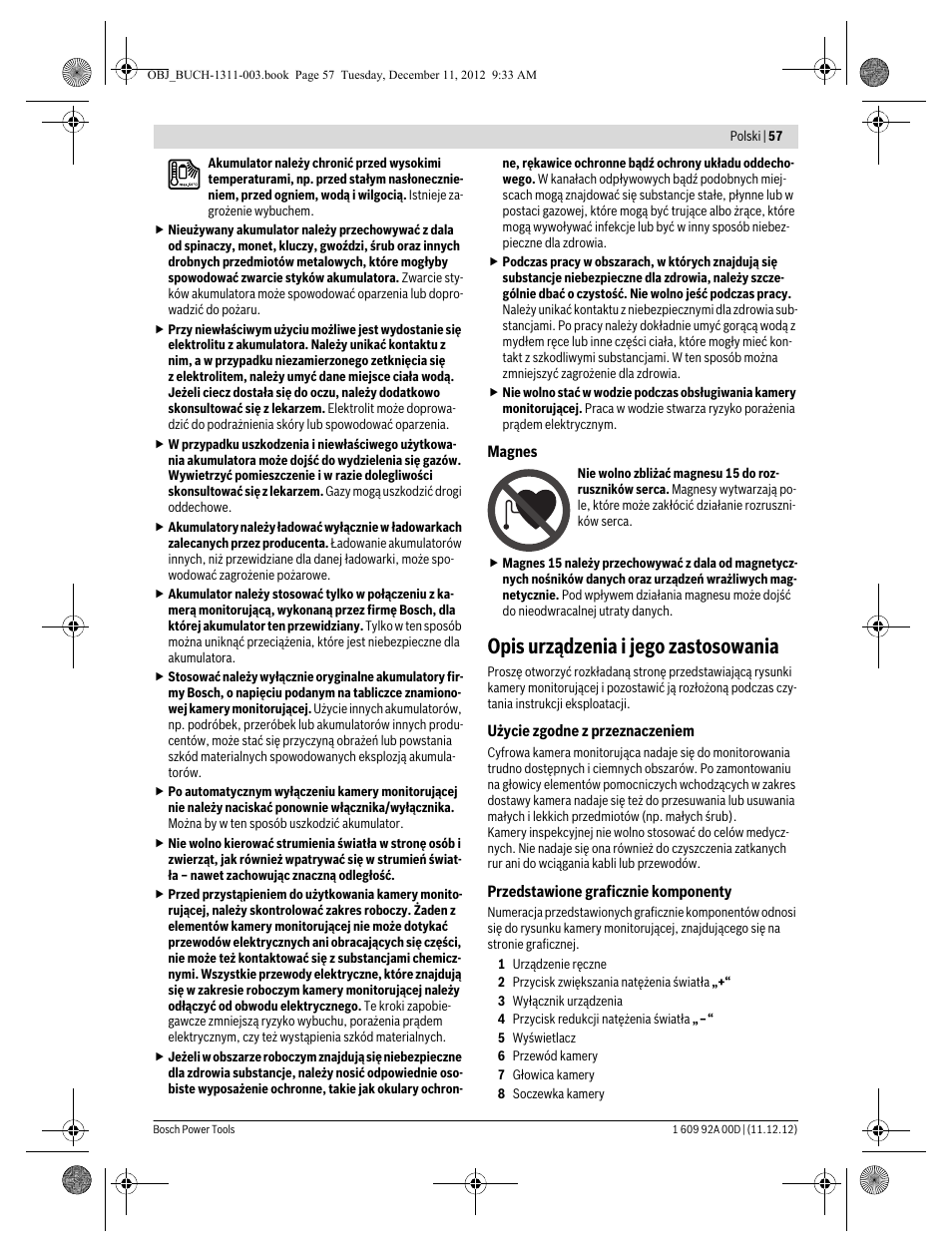 Opis urządzenia i jego zastosowania | Bosch GOS 10,8 V-LI Professional User Manual | Page 57 / 117