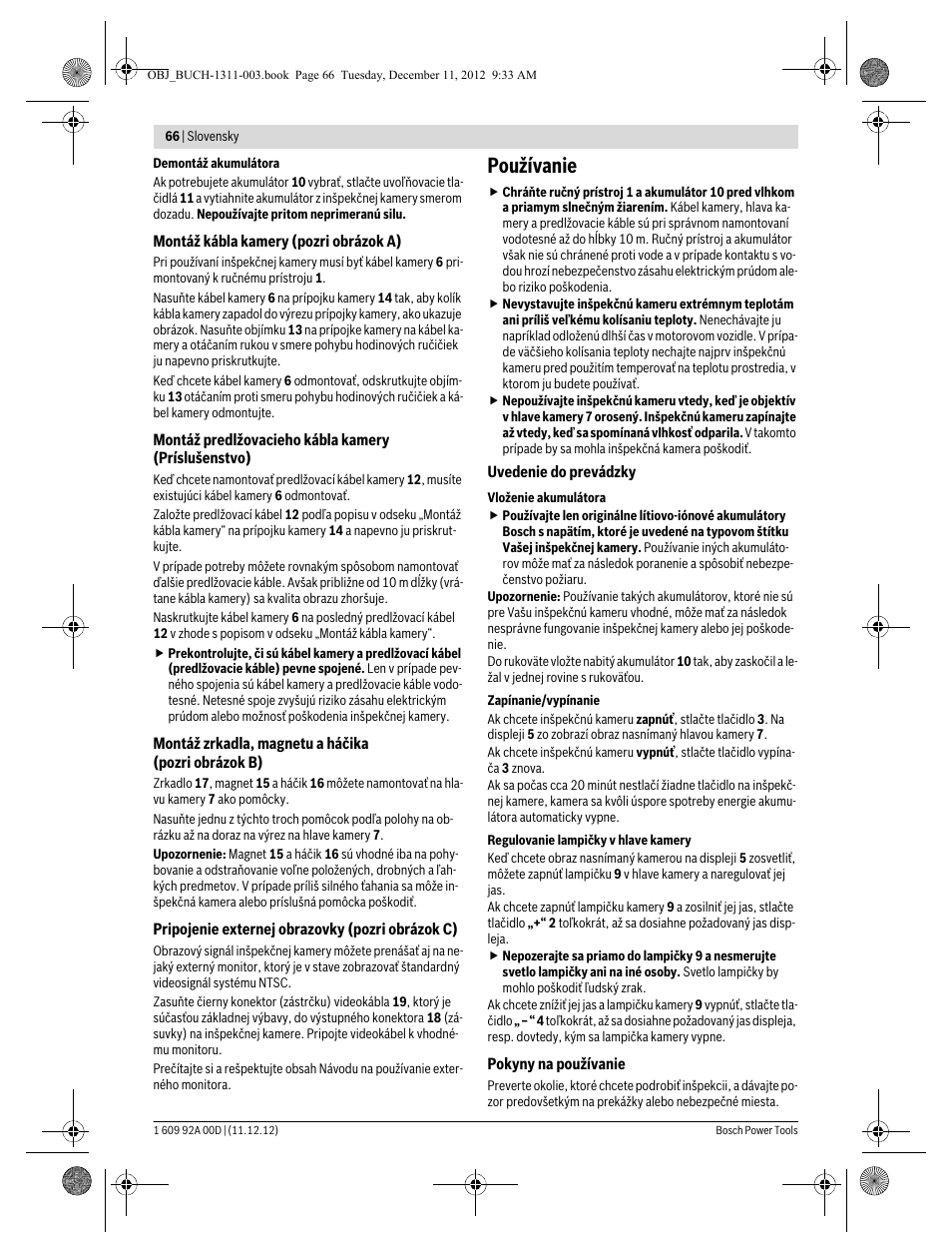 Používanie | Bosch GOS 10,8 V-LI Professional User Manual | Page 66 / 117