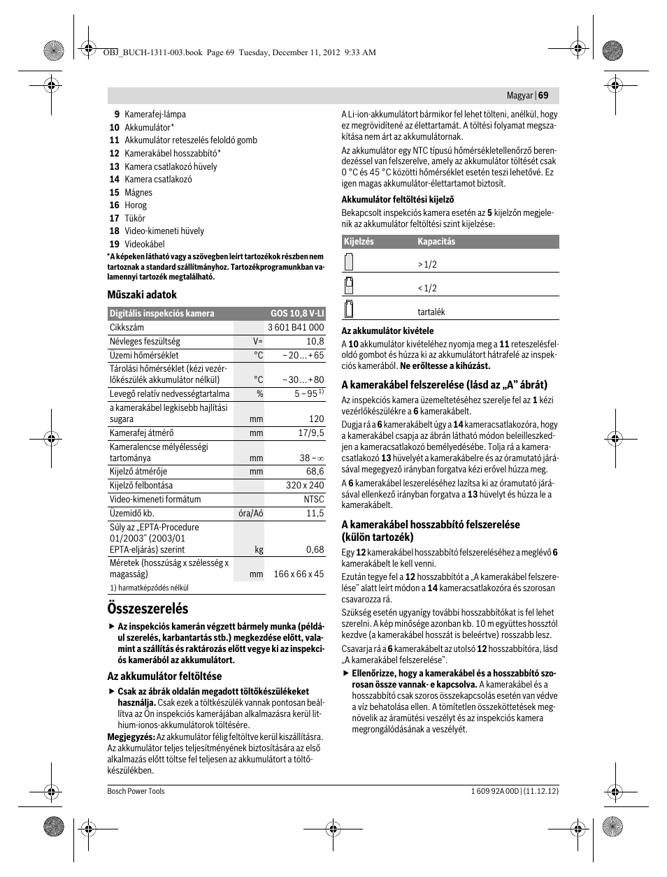 Összeszerelés | Bosch GOS 10,8 V-LI Professional User Manual | Page 69 / 117