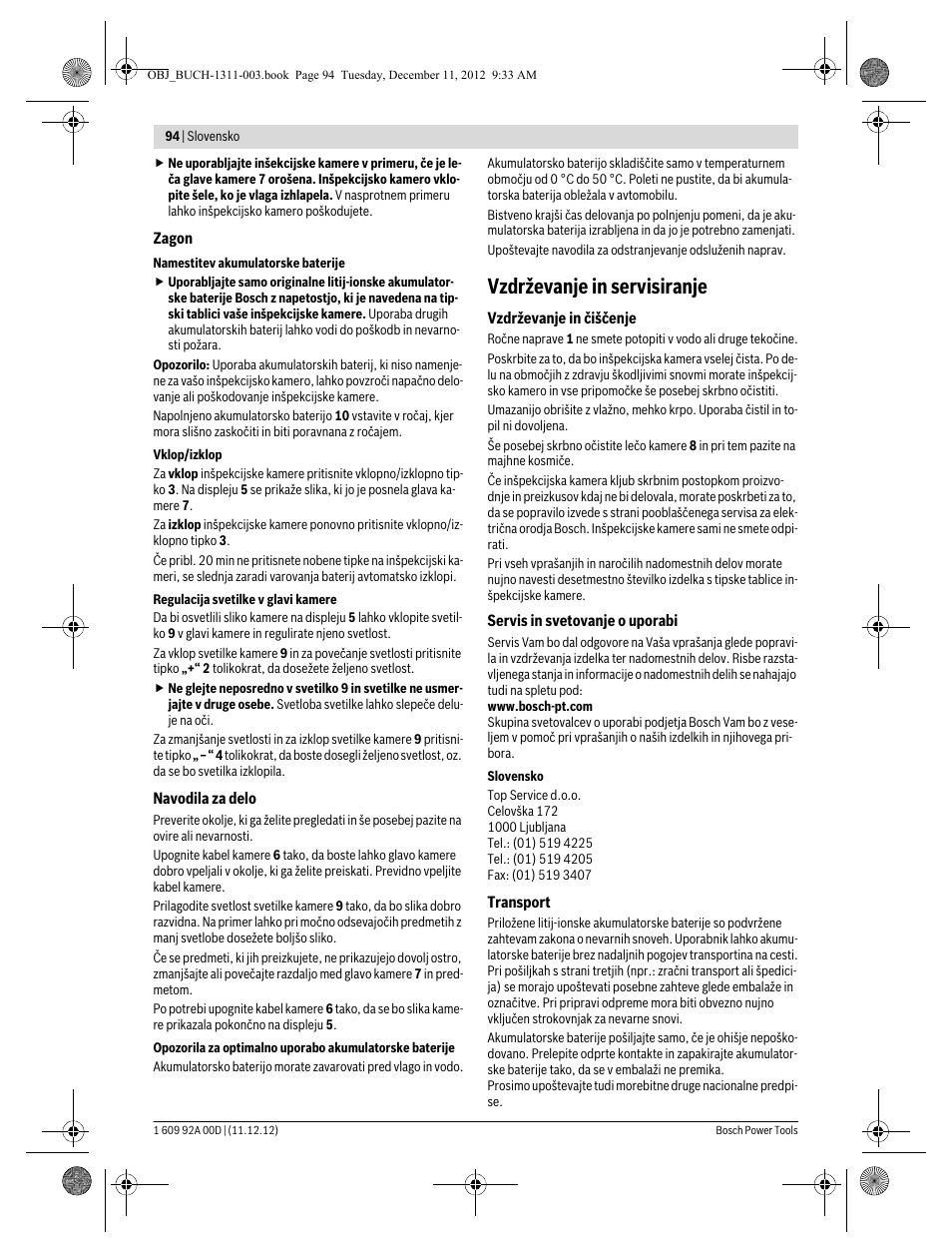 Vzdrževanje in servisiranje | Bosch GOS 10,8 V-LI Professional User Manual | Page 94 / 117