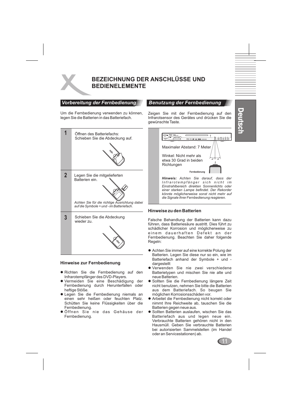 Bezeichnung der anschlüsse und bedienelemente | Xoro HSD 6000 User Manual | Page 11 / 168