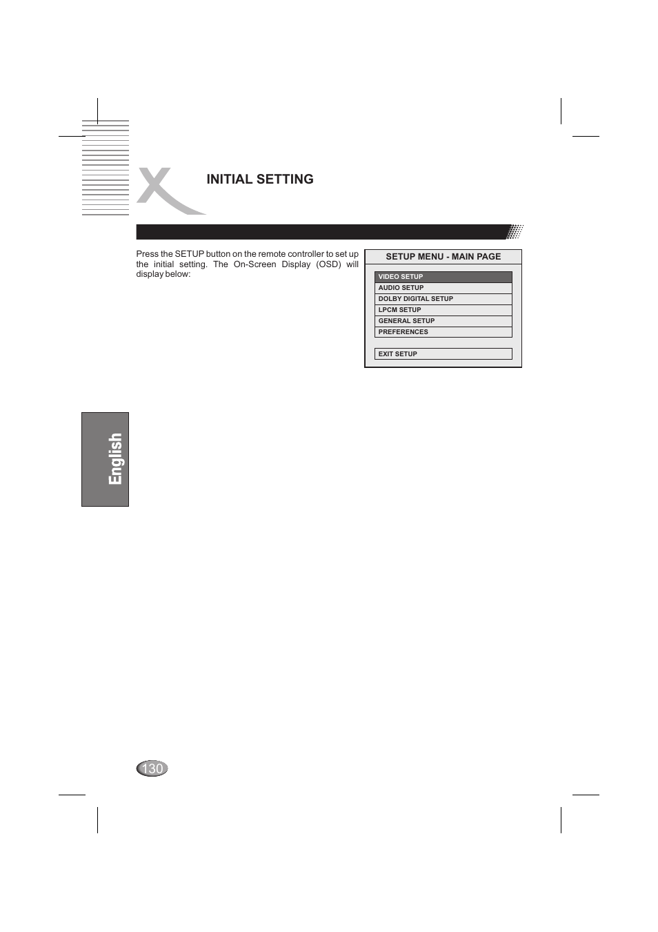 Initial setting | Xoro HSD 6000 User Manual | Page 130 / 168