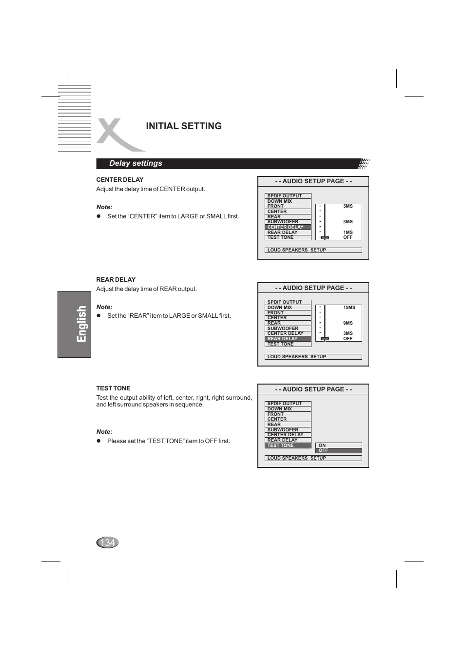 Initial setting, Delay settings | Xoro HSD 6000 User Manual | Page 134 / 168
