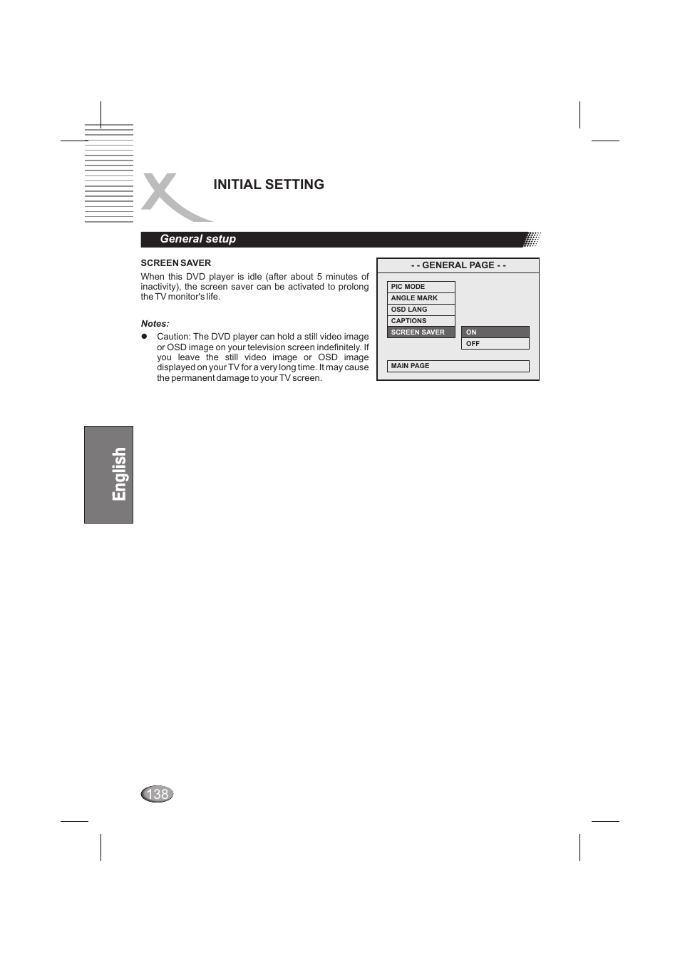 Initial setting, General setup | Xoro HSD 6000 User Manual | Page 138 / 168