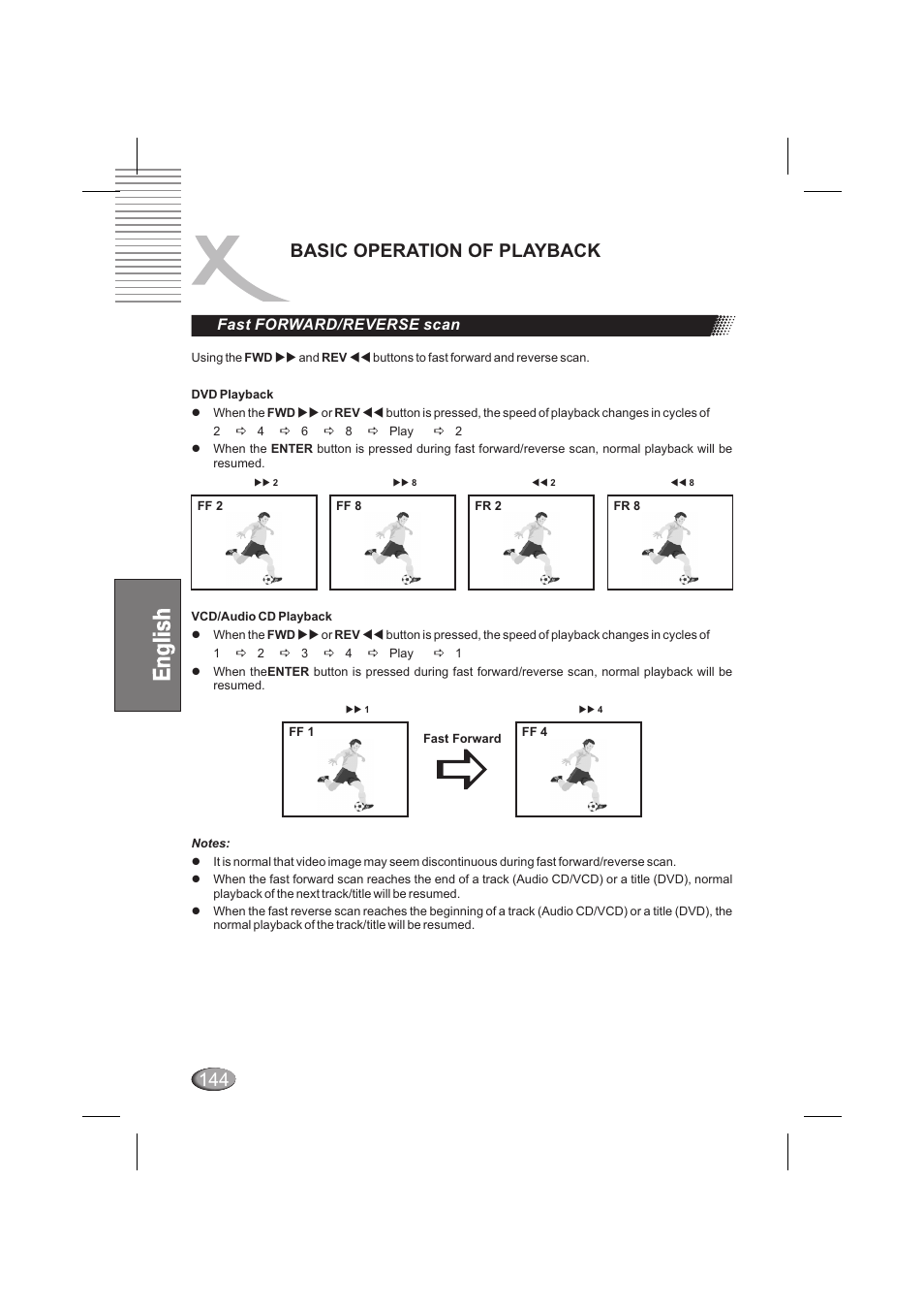 Basic operation of playback, Fast scan forward/reverse | Xoro HSD 6000 User Manual | Page 144 / 168