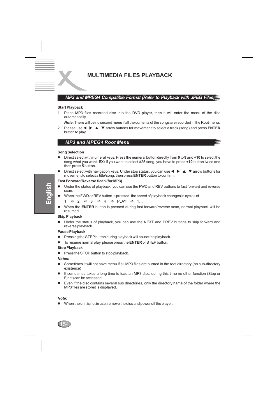 Multimedia files playback, Mp3 and mpeg4 root menu | Xoro HSD 6000 User Manual | Page 154 / 168