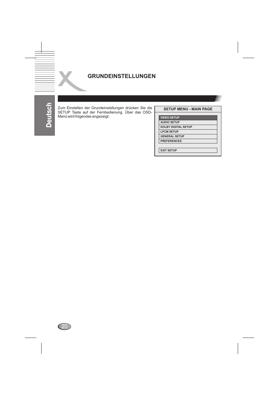 20 grundeinstellungen | Xoro HSD 6000 User Manual | Page 20 / 168