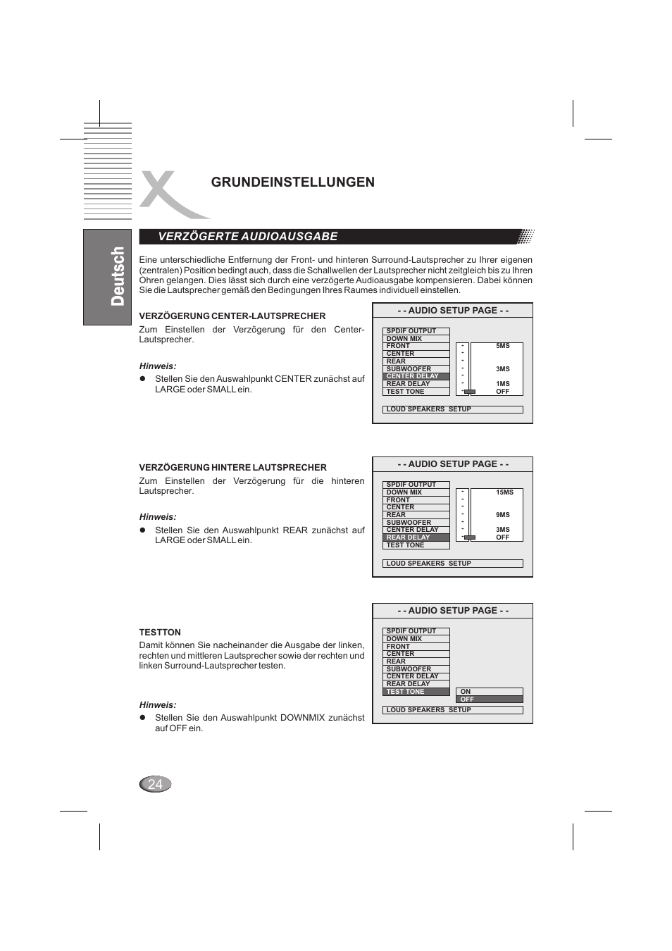 Grundeinstellungen, Verzögerte audioausgabe | Xoro HSD 6000 User Manual | Page 24 / 168