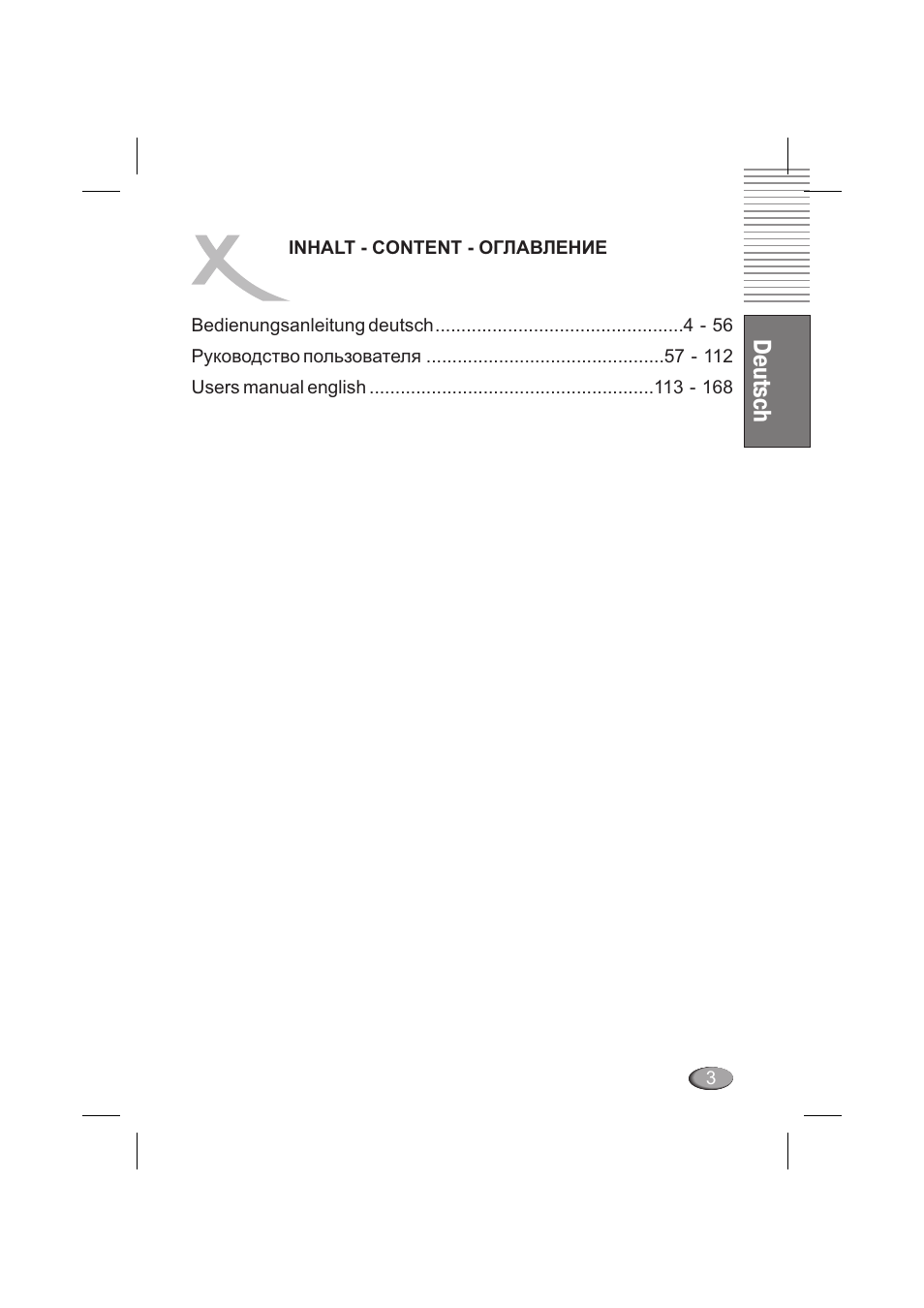 Deutsch | Xoro HSD 6000 User Manual | Page 3 / 168