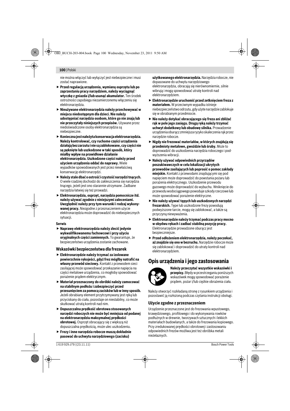 Opis urządzenia i jego zastosowania | Bosch GOF 900 CE Professional User Manual | Page 100 / 215