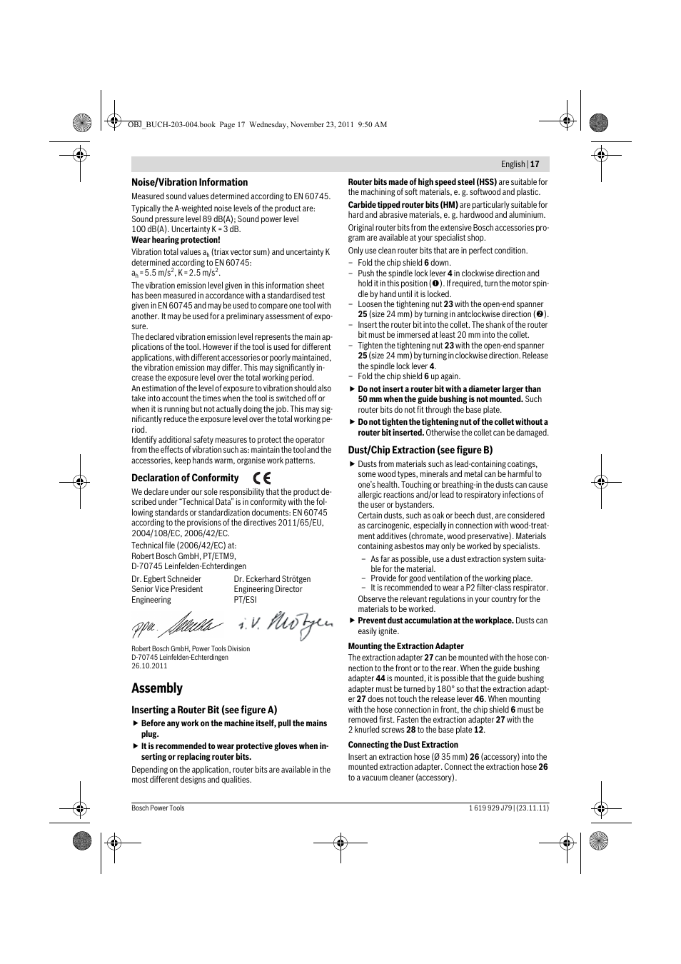 Assembly | Bosch GOF 900 CE Professional User Manual | Page 17 / 215