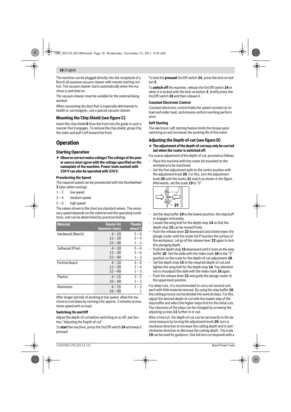 Operation | Bosch GOF 900 CE Professional User Manual | Page 18 / 215