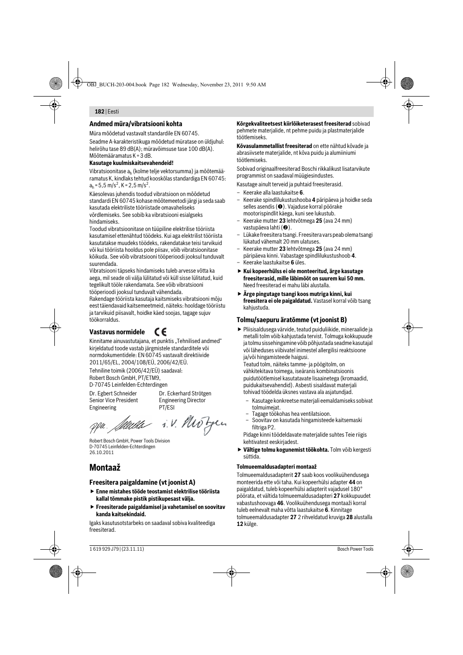 Montaaž | Bosch GOF 900 CE Professional User Manual | Page 182 / 215