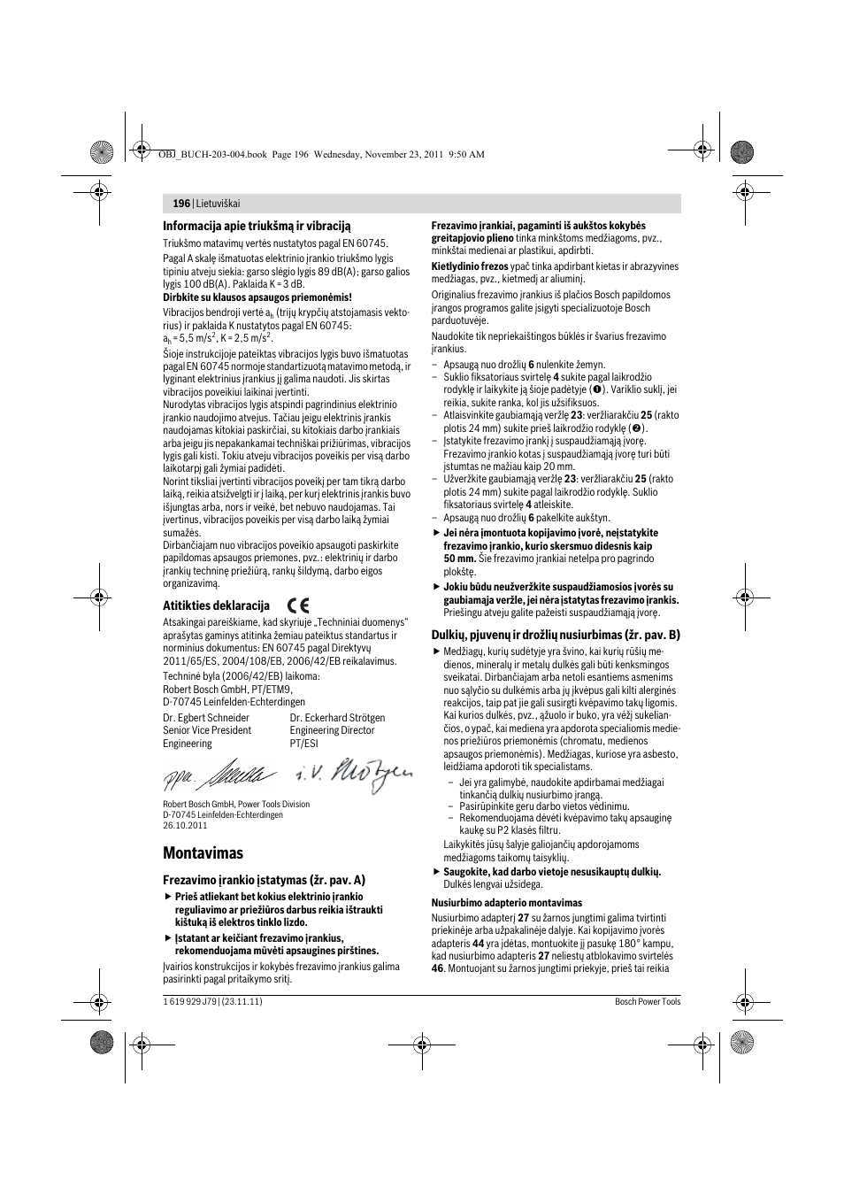 Montavimas | Bosch GOF 900 CE Professional User Manual | Page 196 / 215