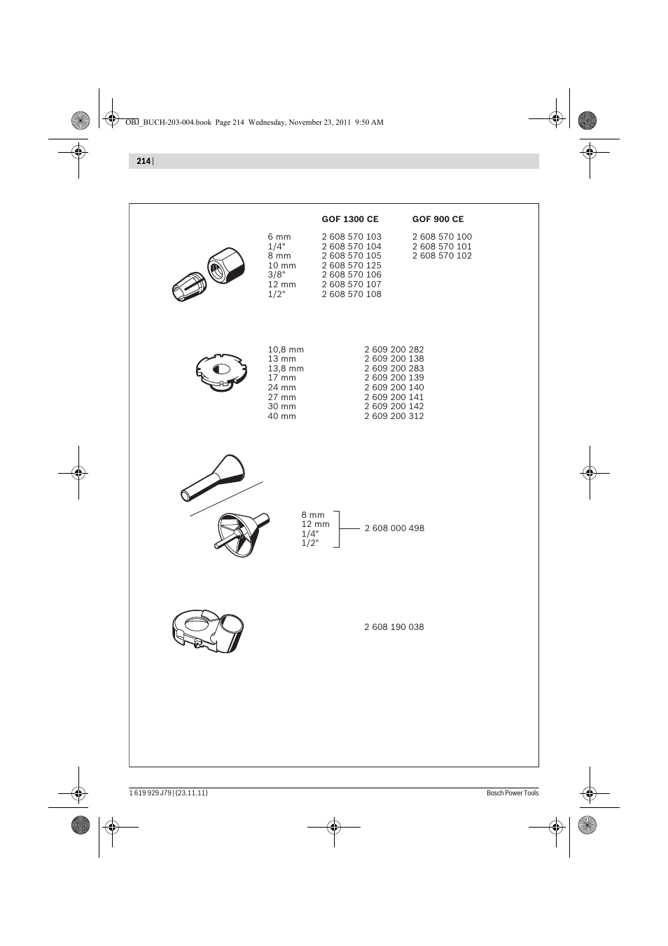 Bosch GOF 900 CE Professional User Manual | Page 214 / 215