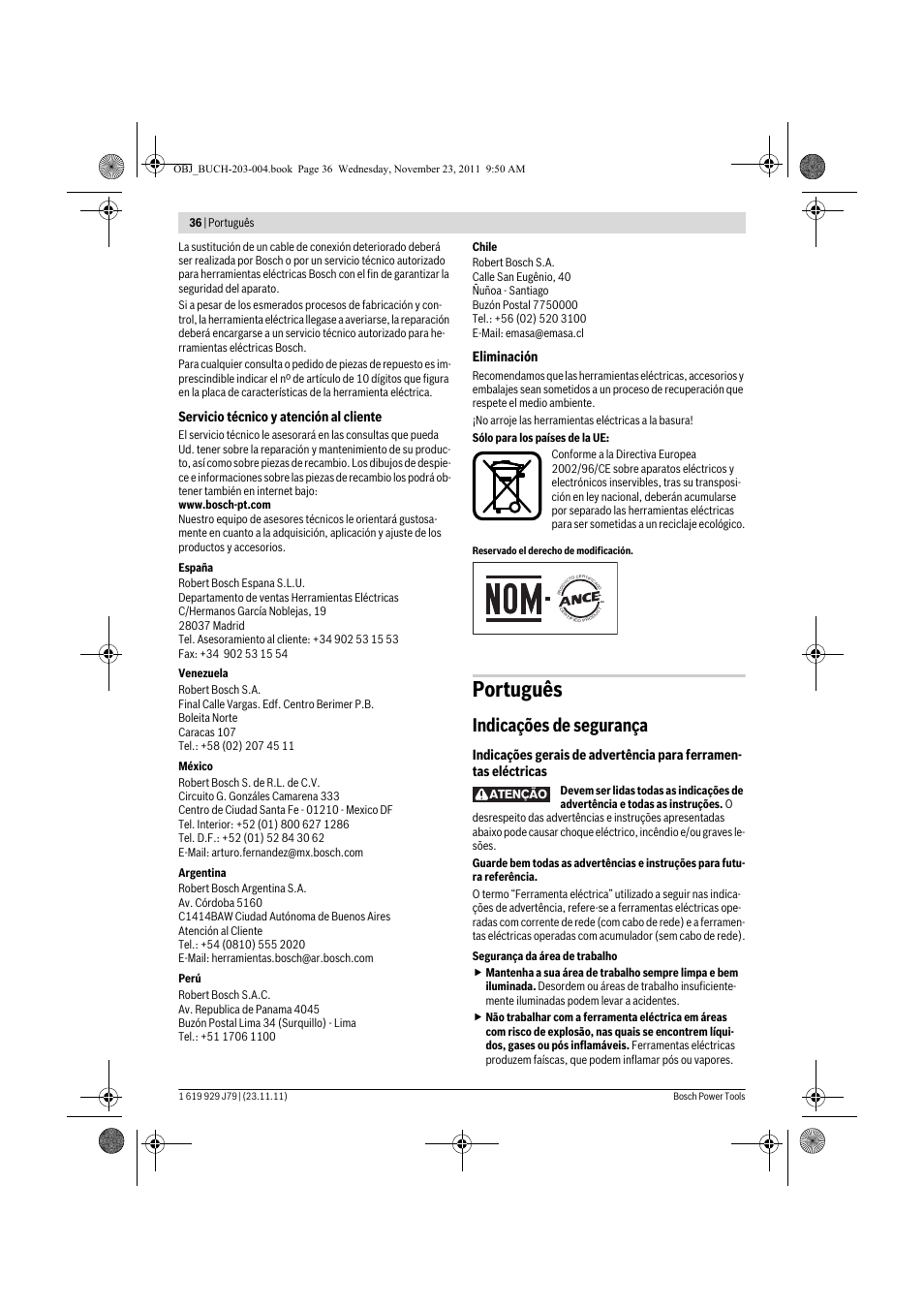 Português, Indicações de segurança | Bosch GOF 900 CE Professional User Manual | Page 36 / 215