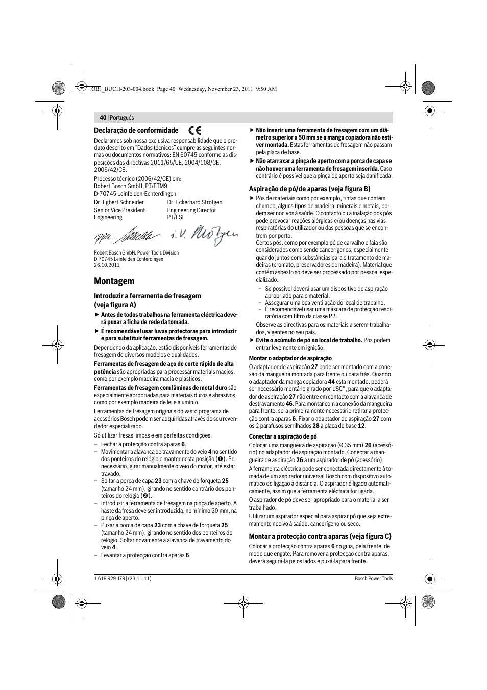 Montagem | Bosch GOF 900 CE Professional User Manual | Page 40 / 215