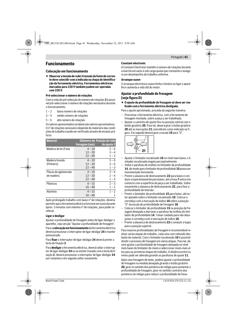 Funcionamento | Bosch GOF 900 CE Professional User Manual | Page 41 / 215