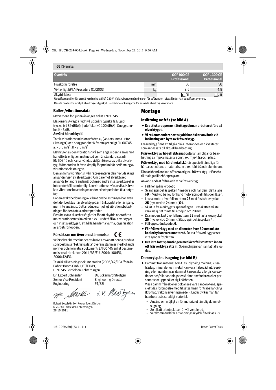 Montage | Bosch GOF 900 CE Professional User Manual | Page 68 / 215