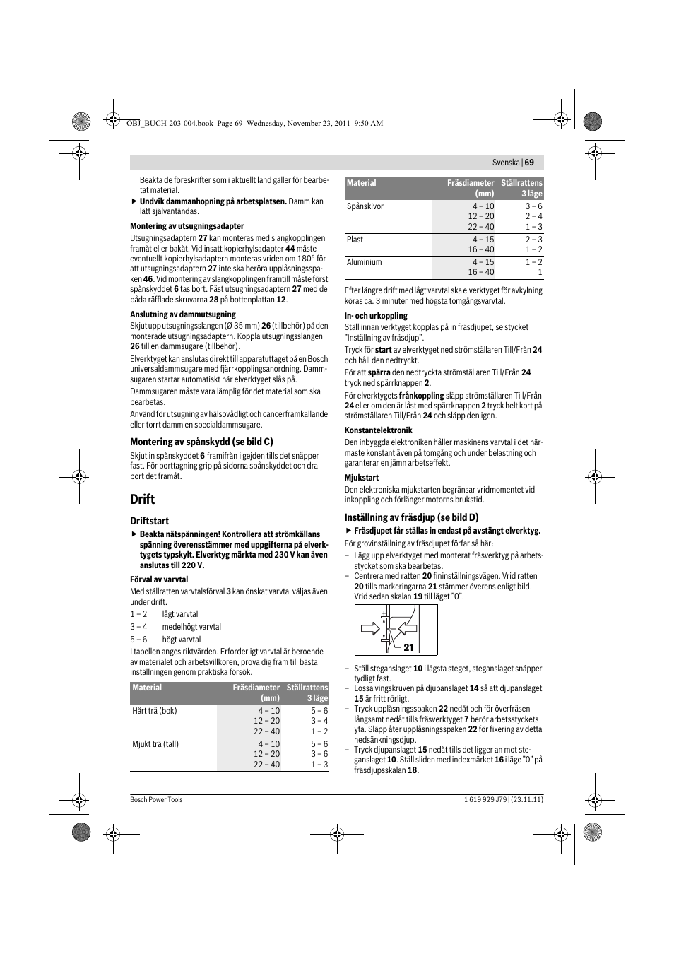 Drift | Bosch GOF 900 CE Professional User Manual | Page 69 / 215