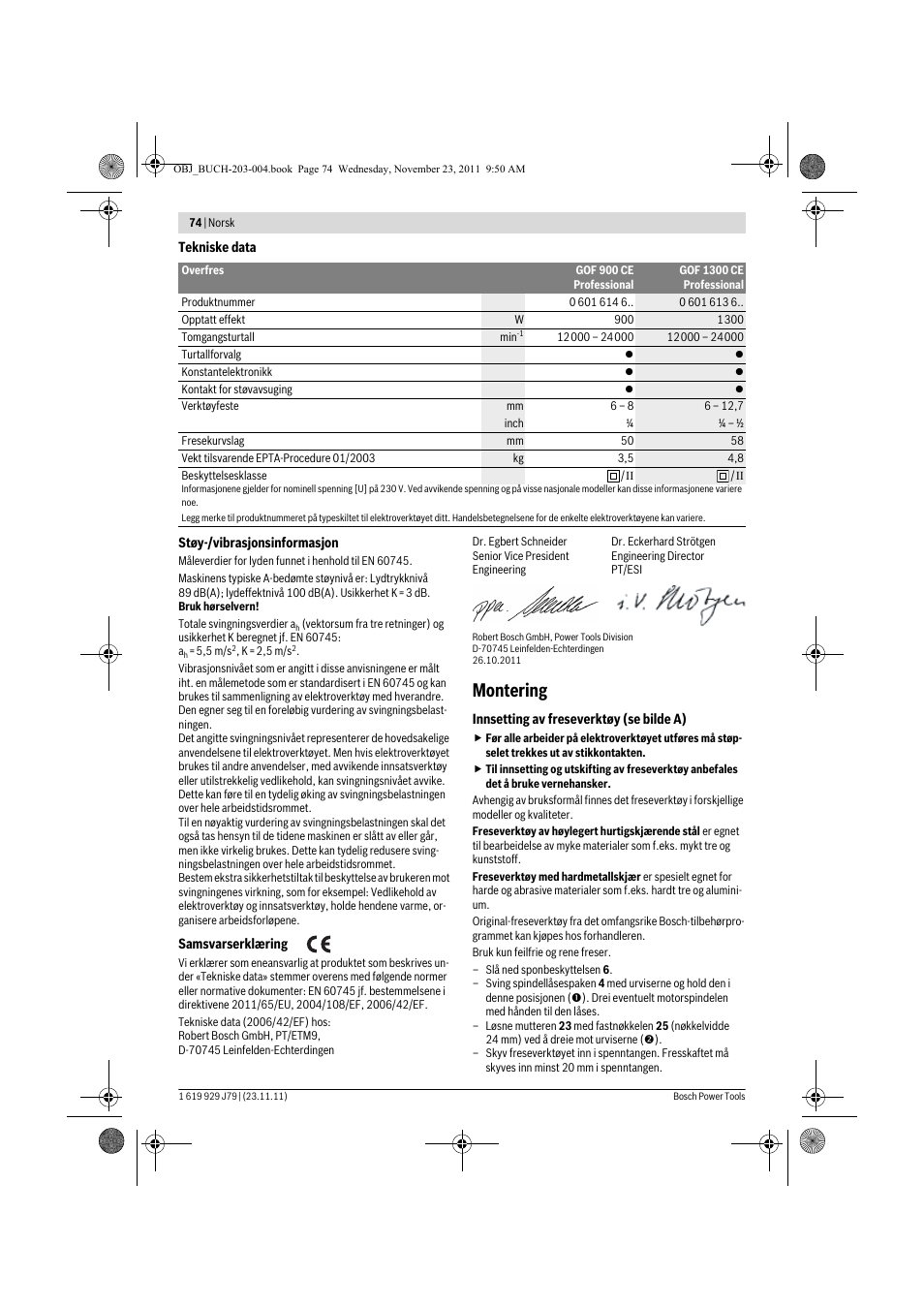 Montering | Bosch GOF 900 CE Professional User Manual | Page 74 / 215