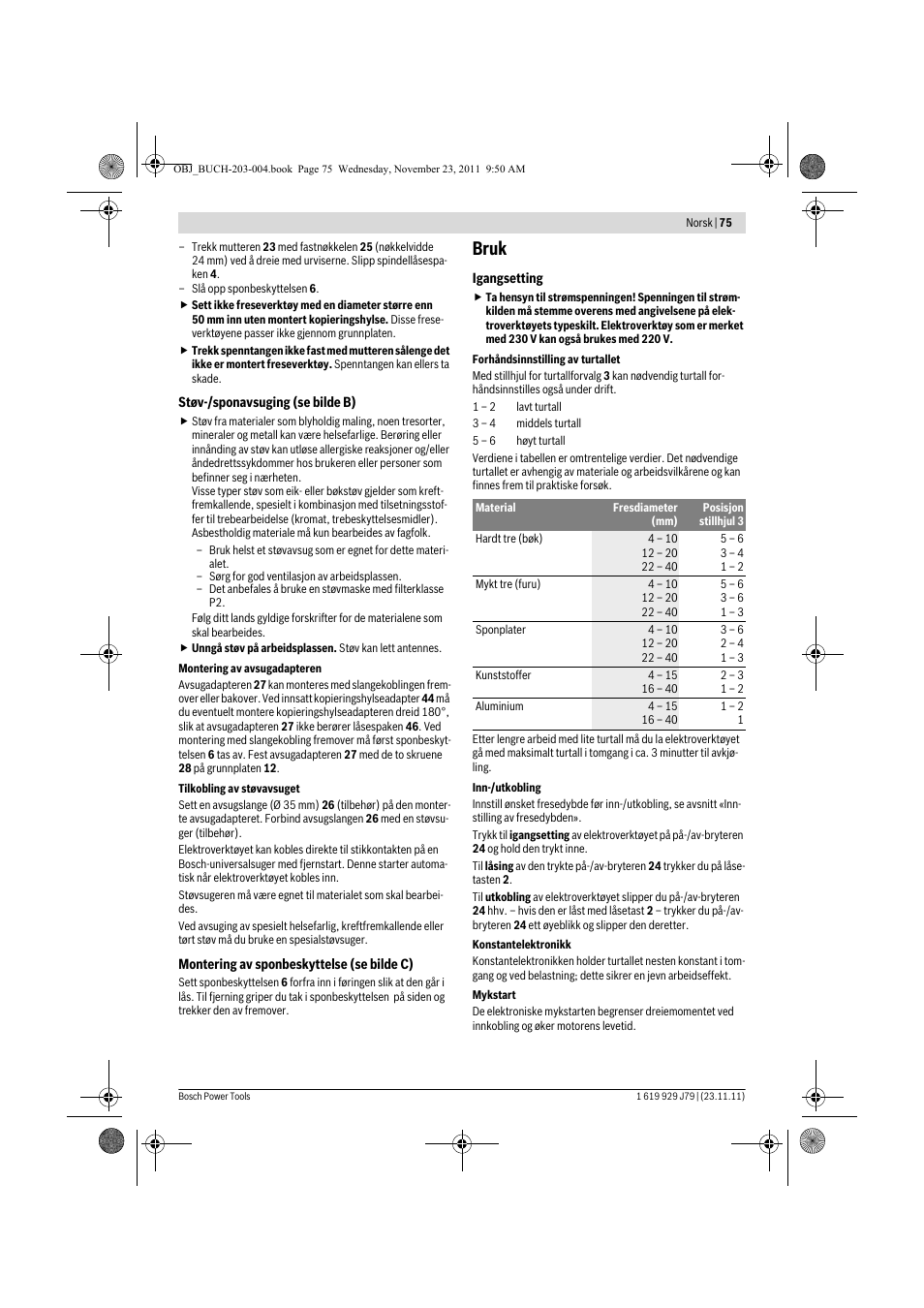 Bruk | Bosch GOF 900 CE Professional User Manual | Page 75 / 215