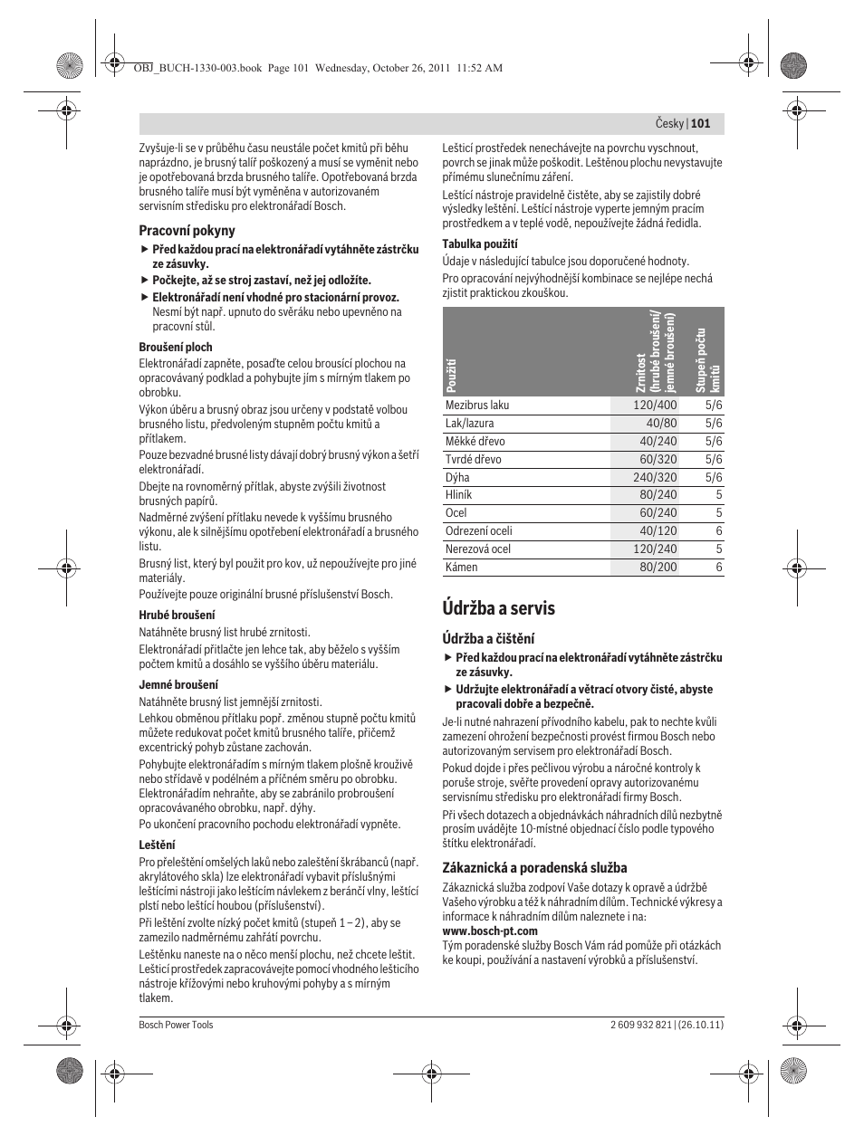 Údržba a servis | Bosch GEX 125-150 AVE Professional User Manual | Page 101 / 194