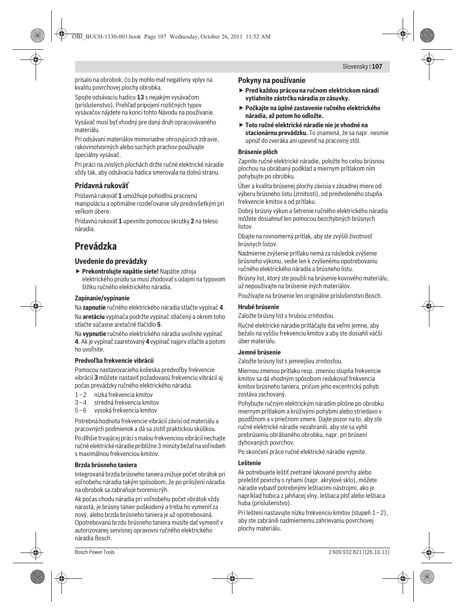 Prevádzka | Bosch GEX 125-150 AVE Professional User Manual | Page 107 / 194