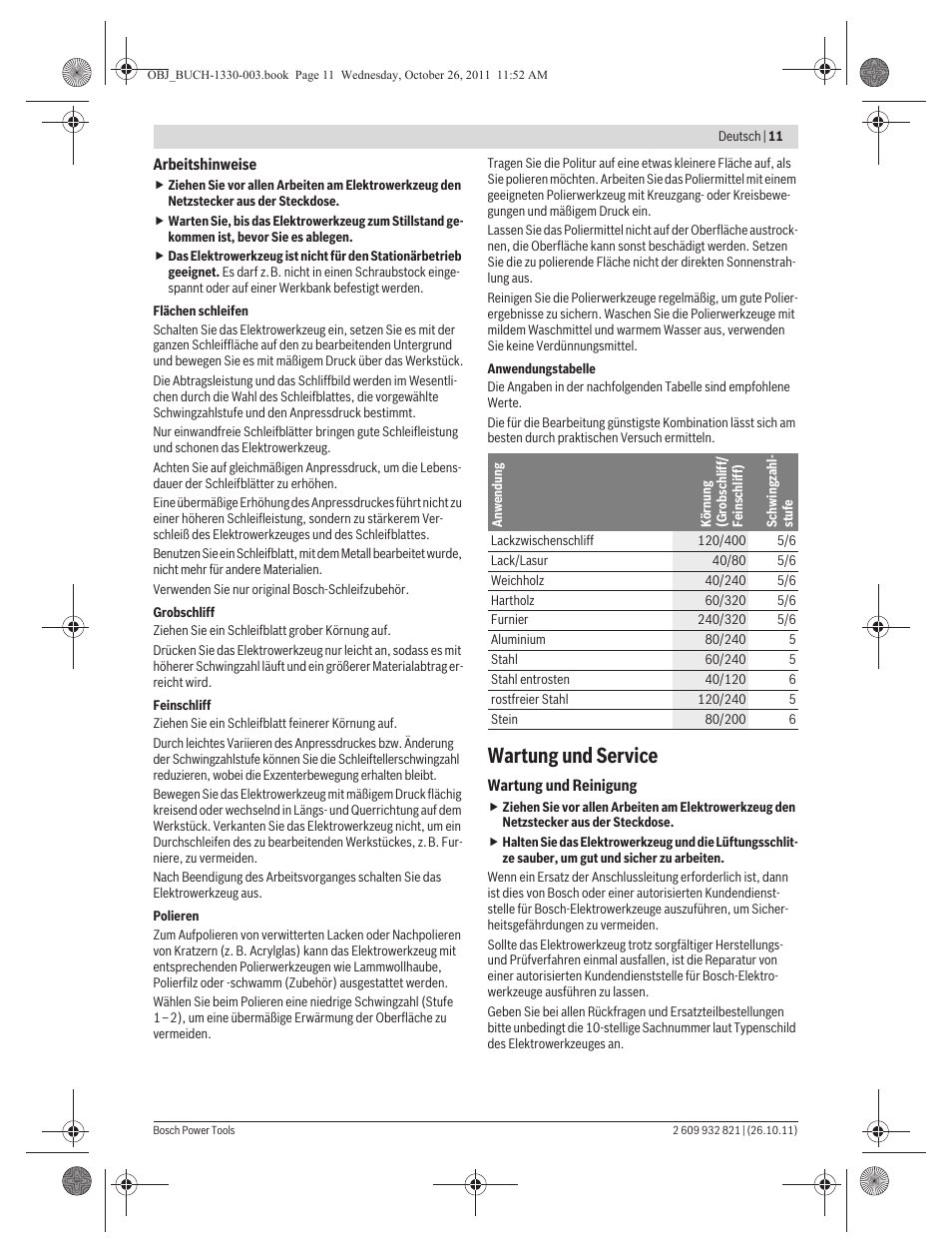 Wartung und service | Bosch GEX 125-150 AVE Professional User Manual | Page 11 / 194