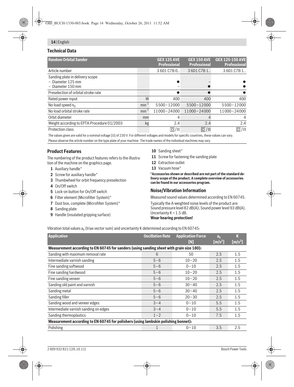 Bosch GEX 125-150 AVE Professional User Manual | Page 14 / 194