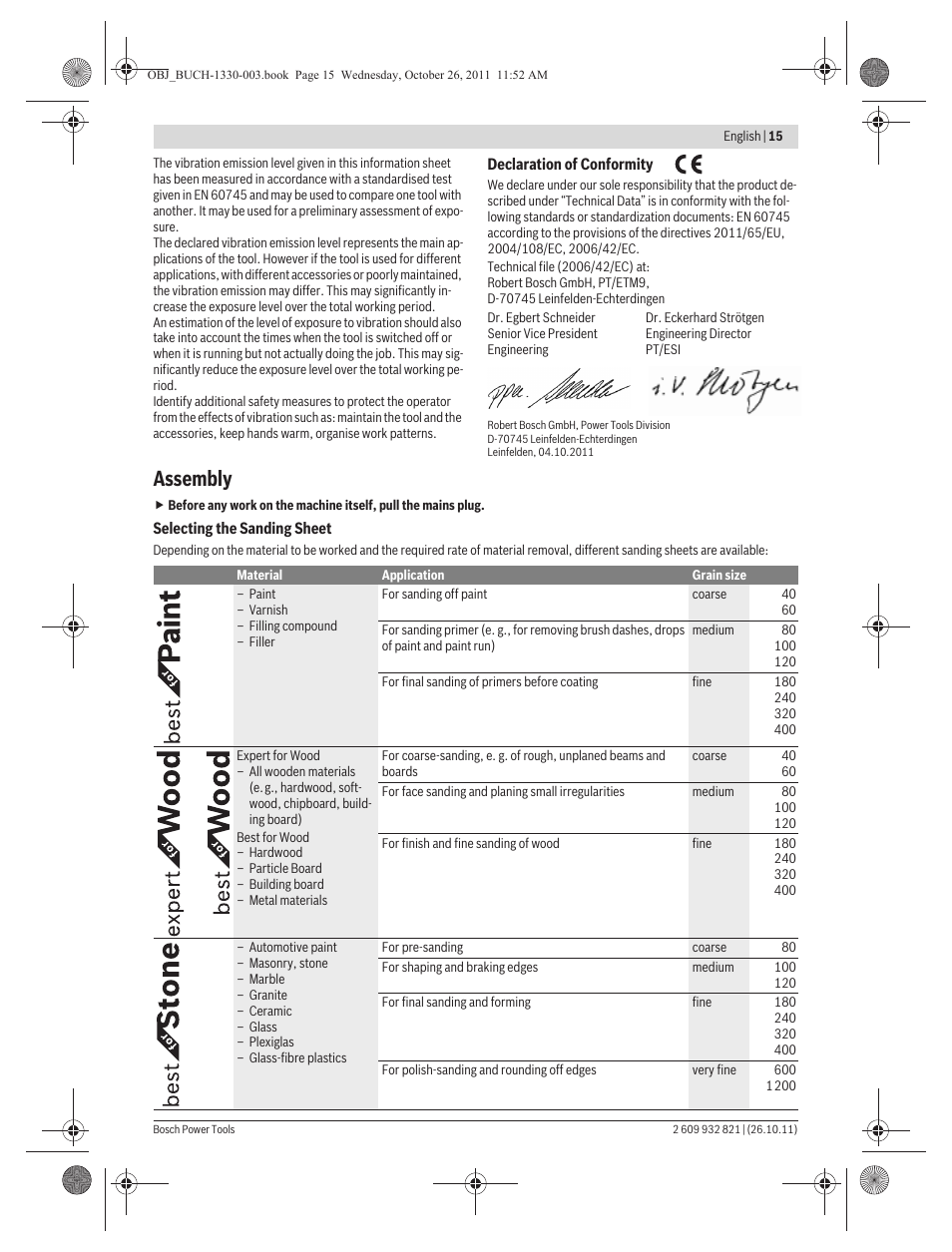 Assembly | Bosch GEX 125-150 AVE Professional User Manual | Page 15 / 194