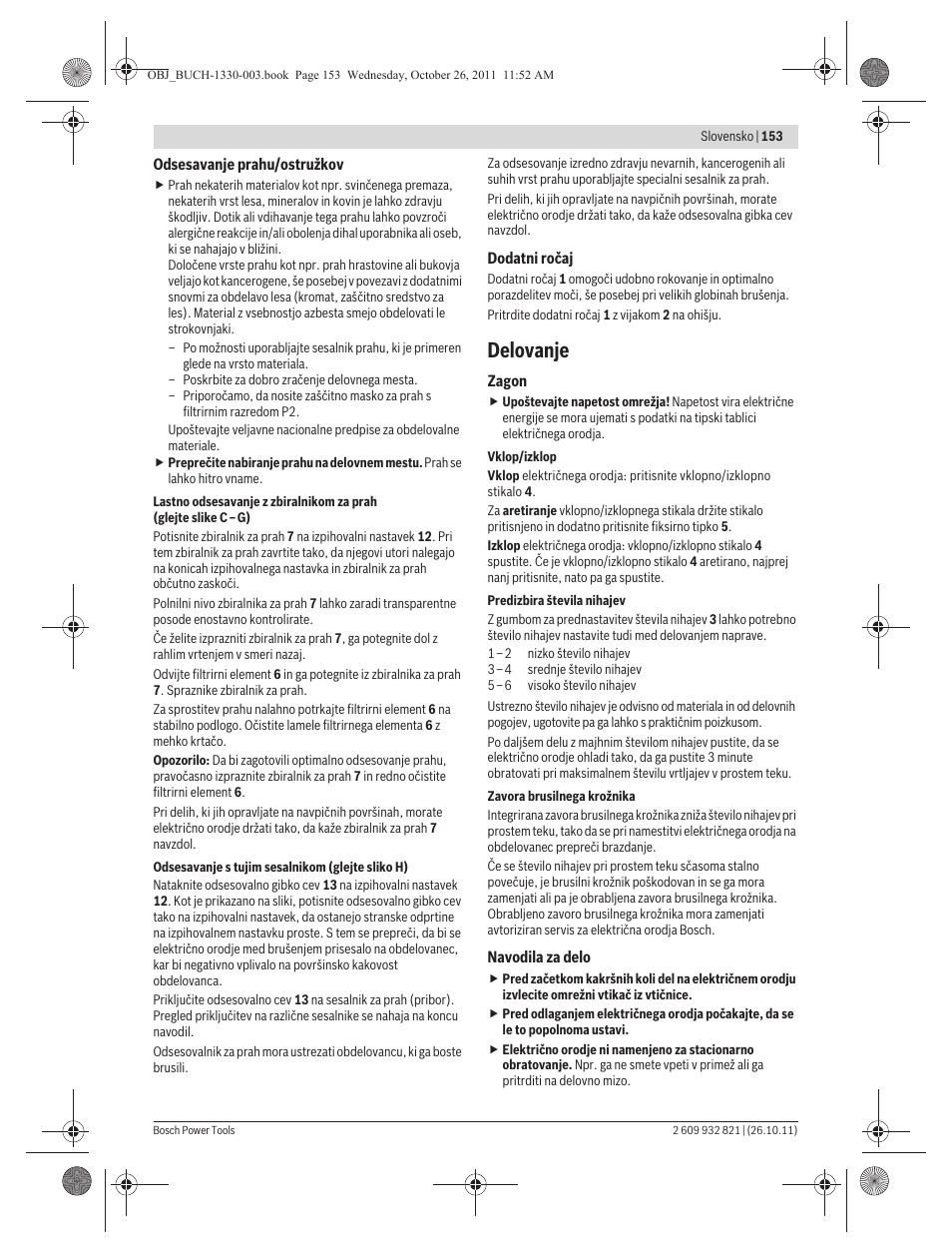 Delovanje | Bosch GEX 125-150 AVE Professional User Manual | Page 153 / 194