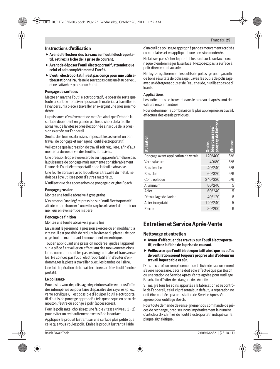 Entretien et service après-vente | Bosch GEX 125-150 AVE Professional User Manual | Page 25 / 194