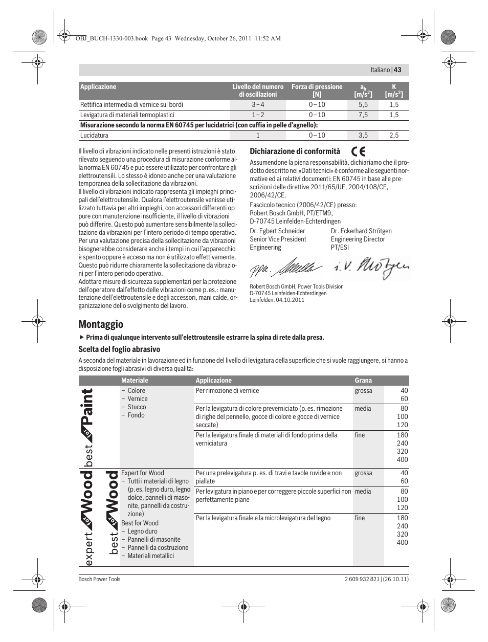 Montaggio | Bosch GEX 125-150 AVE Professional User Manual | Page 43 / 194