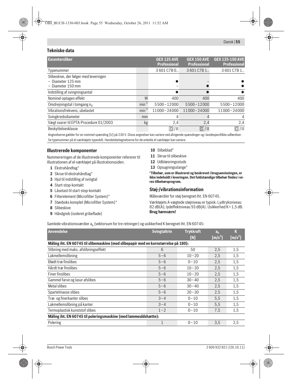 Bosch GEX 125-150 AVE Professional User Manual | Page 55 / 194