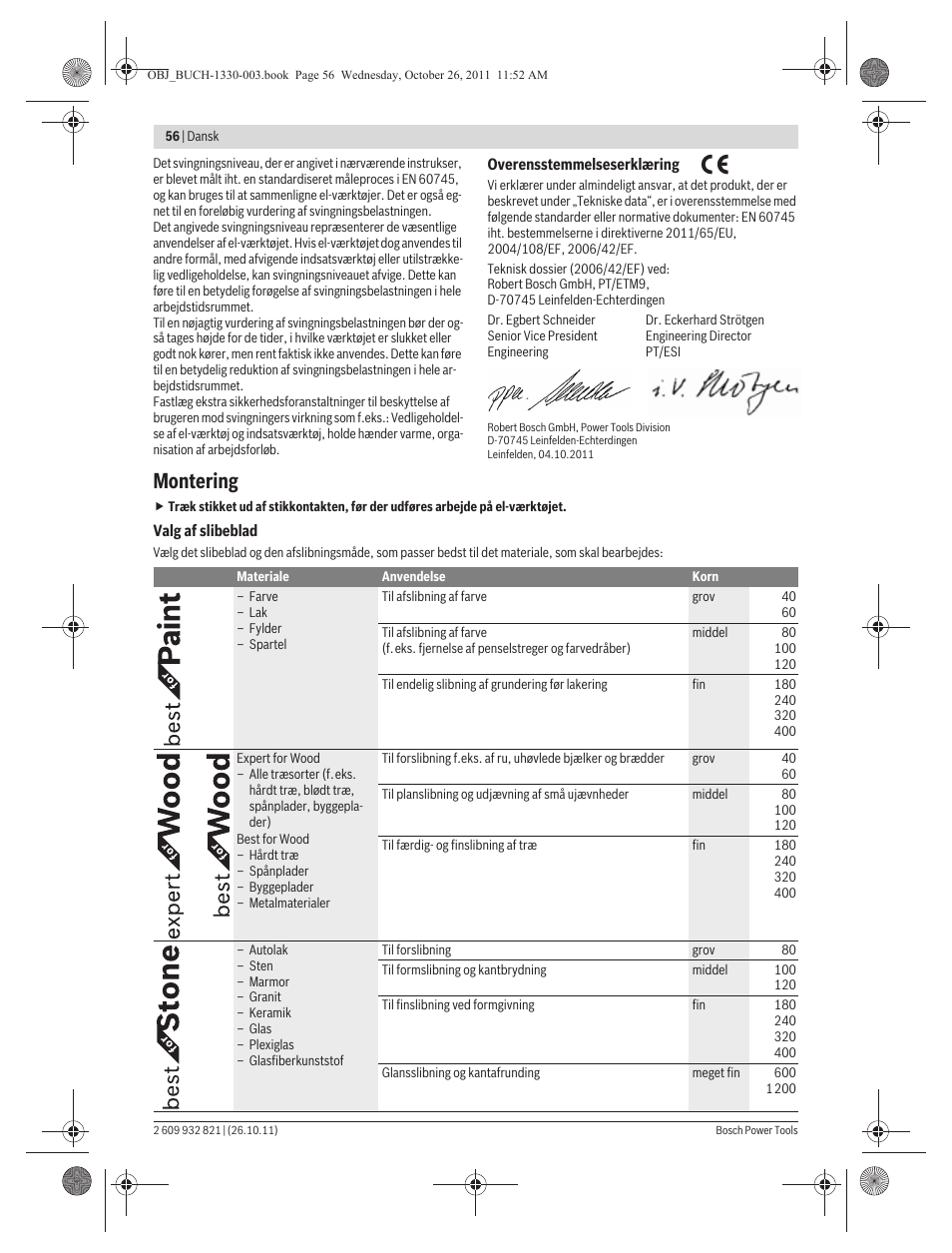 Montering | Bosch GEX 125-150 AVE Professional User Manual | Page 56 / 194