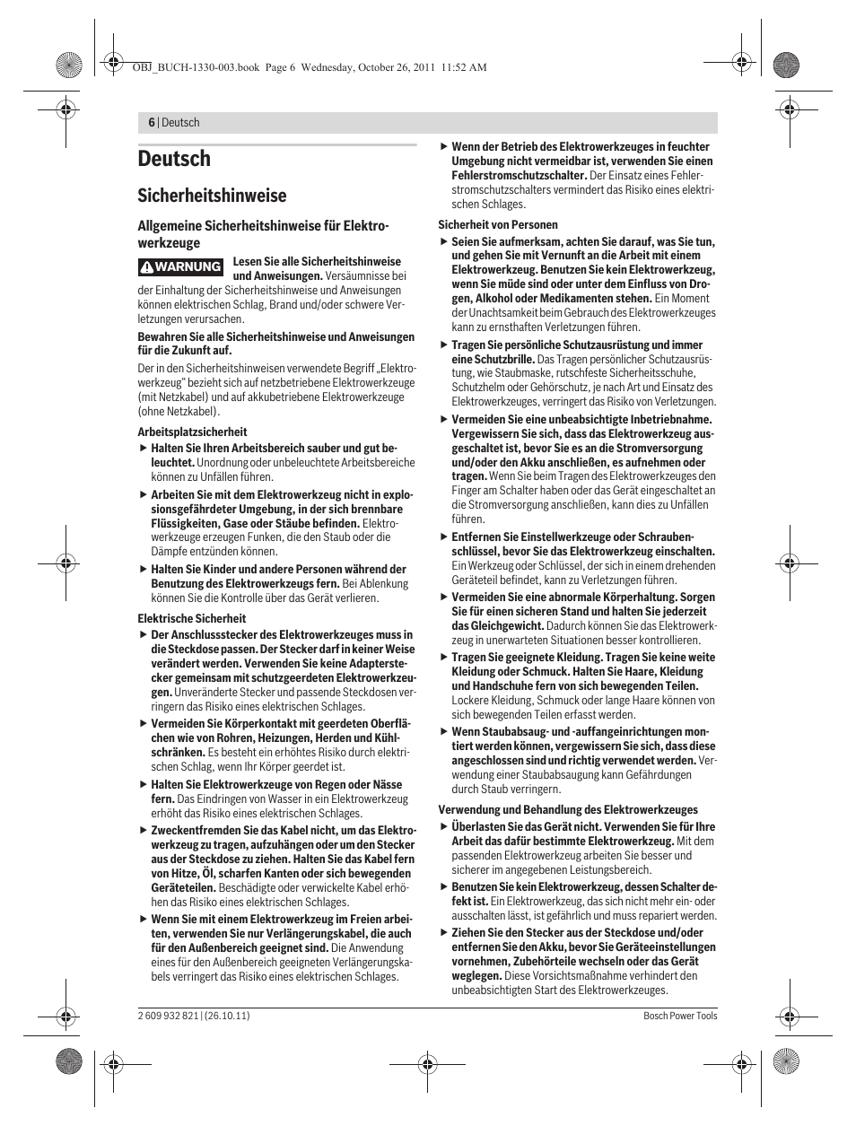 Deutsch, Sicherheitshinweise | Bosch GEX 125-150 AVE Professional User Manual | Page 6 / 194