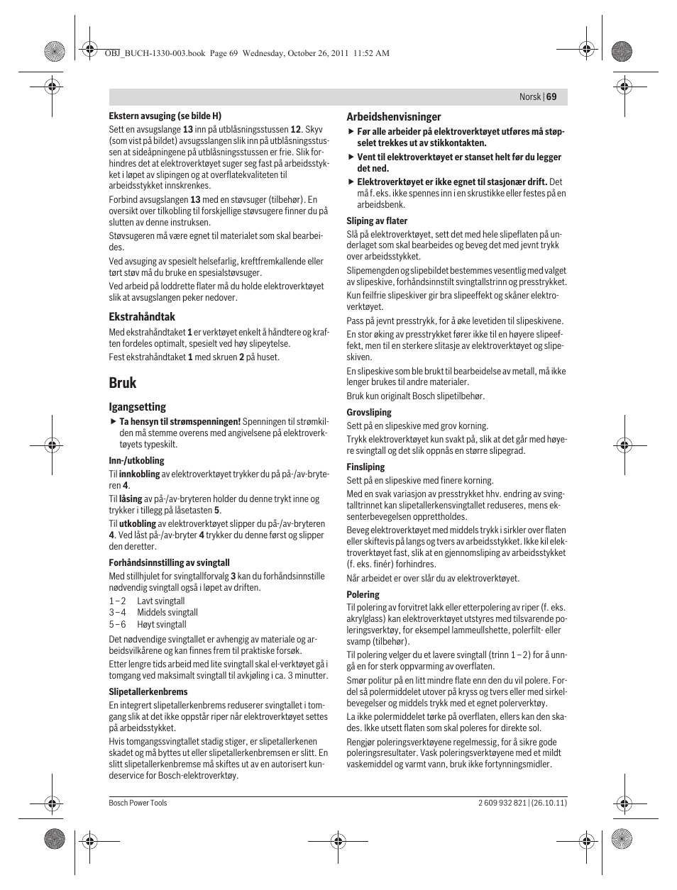 Bruk | Bosch GEX 125-150 AVE Professional User Manual | Page 69 / 194