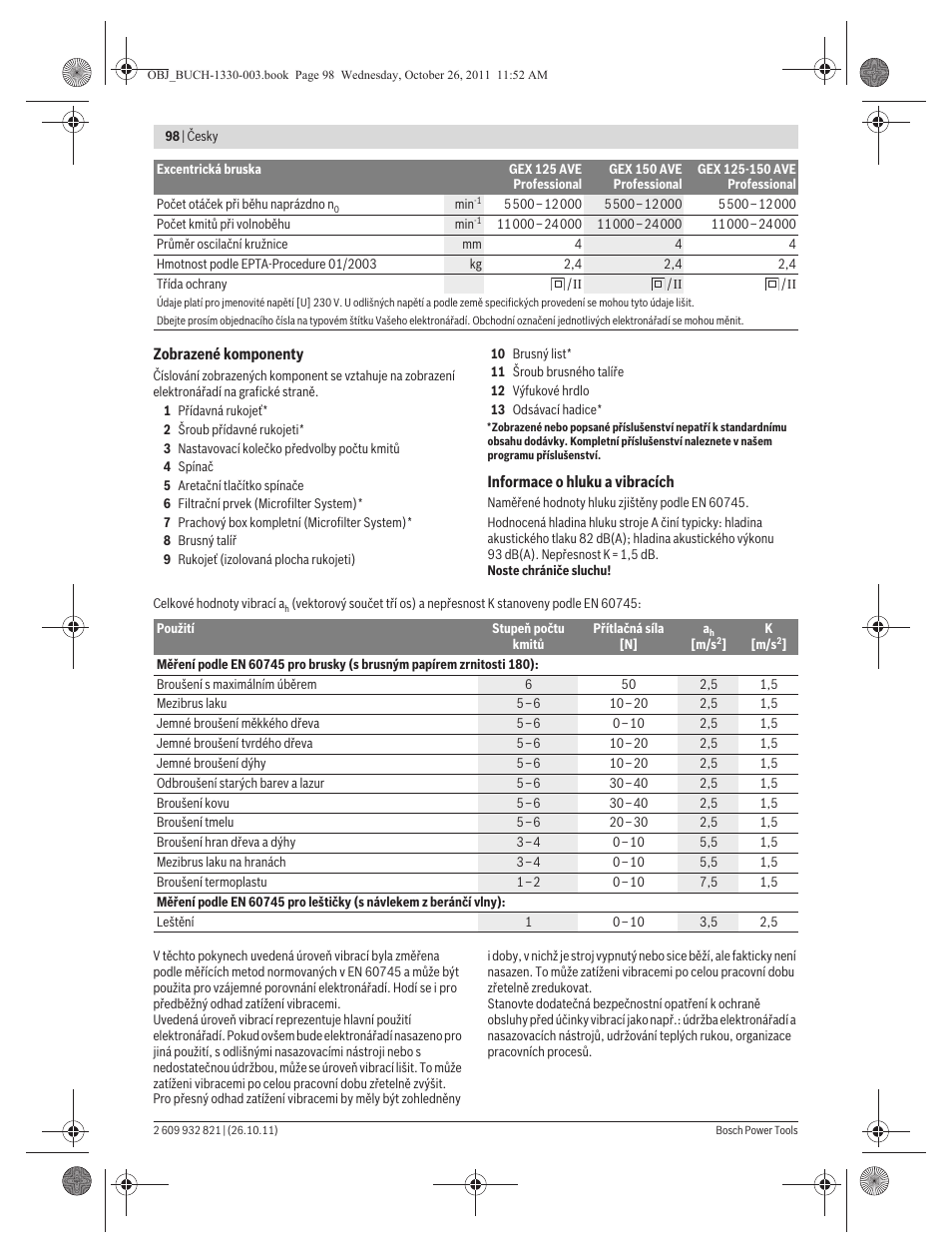 Bosch GEX 125-150 AVE Professional User Manual | Page 98 / 194