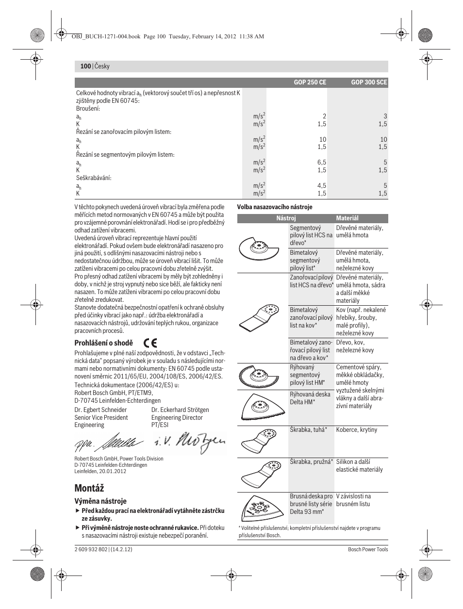 Montáž | Bosch GOP 250 CE Professional User Manual | Page 100 / 199