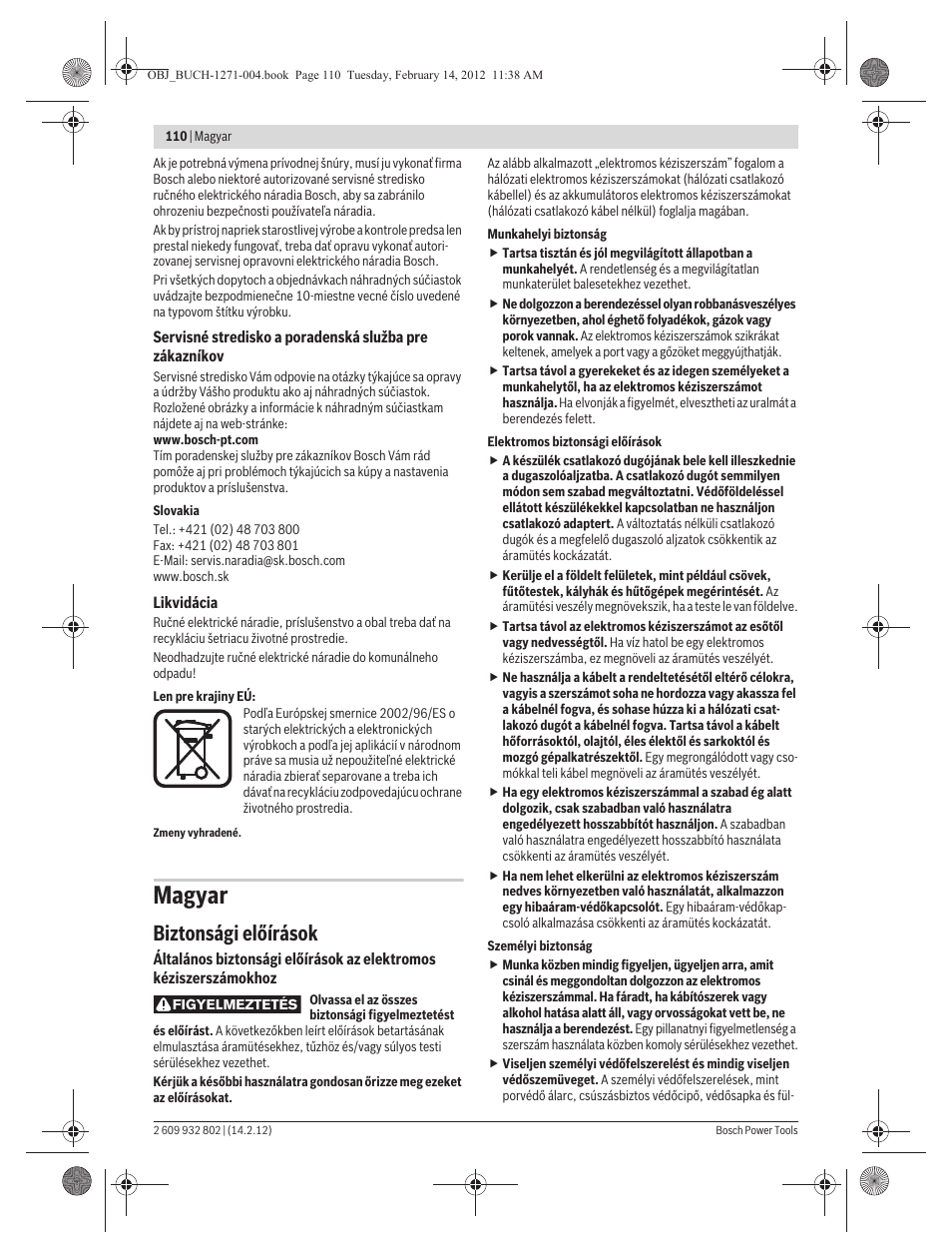 Magyar, Biztonsági előírások | Bosch GOP 250 CE Professional User Manual | Page 110 / 199