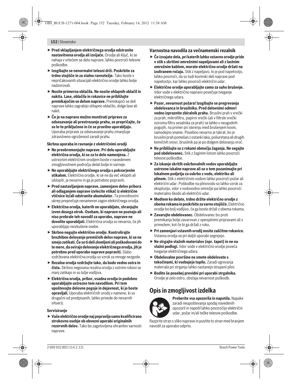 Opis in zmogljivost izdelka | Bosch GOP 250 CE Professional User Manual | Page 152 / 199