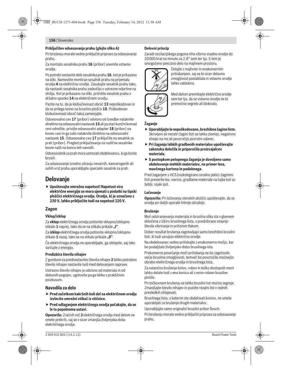 Delovanje | Bosch GOP 250 CE Professional User Manual | Page 156 / 199