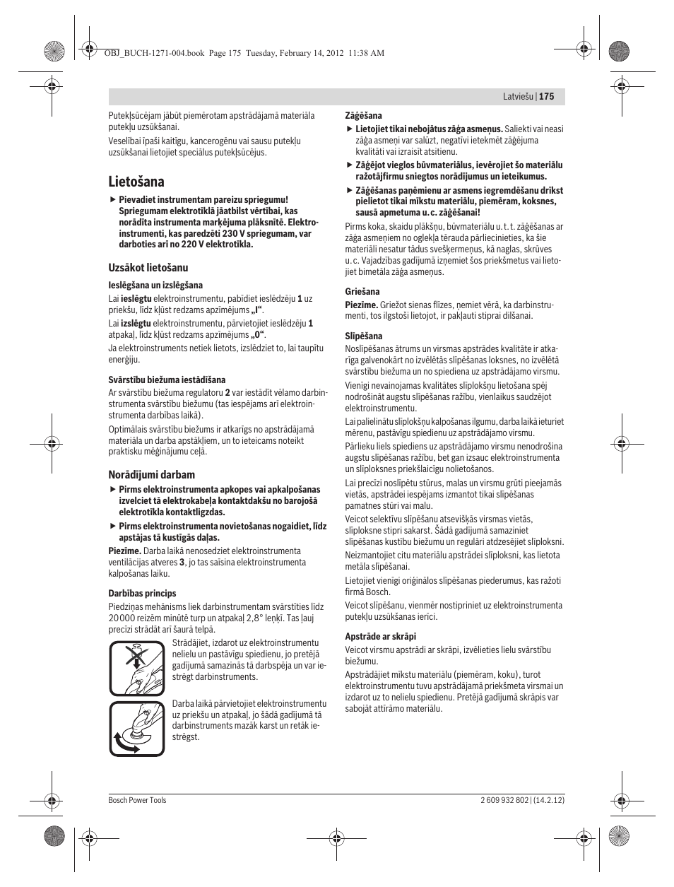 Lietošana | Bosch GOP 250 CE Professional User Manual | Page 175 / 199