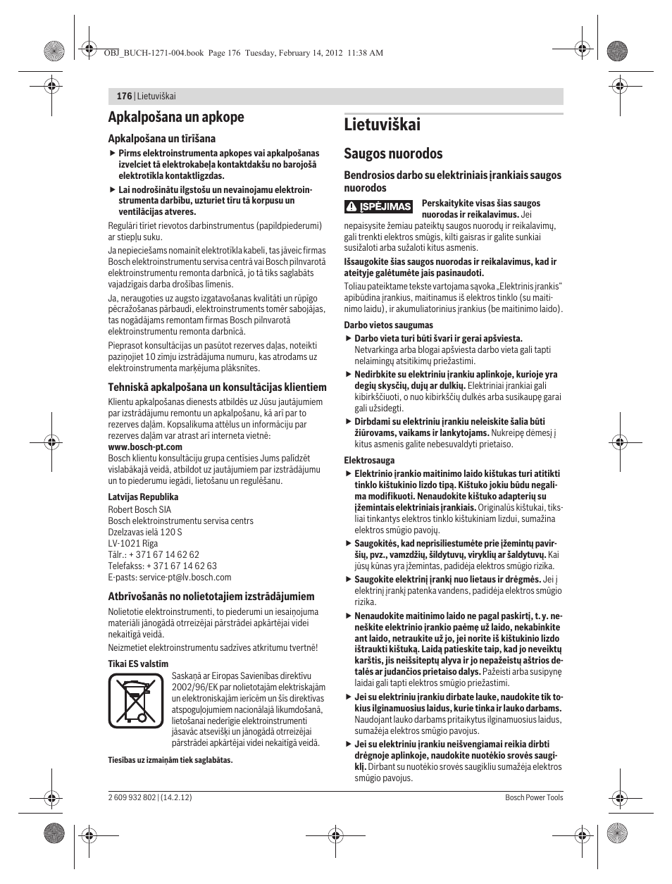 Lietuviškai, Apkalpošana un apkope, Saugos nuorodos | Bosch GOP 250 CE Professional User Manual | Page 176 / 199